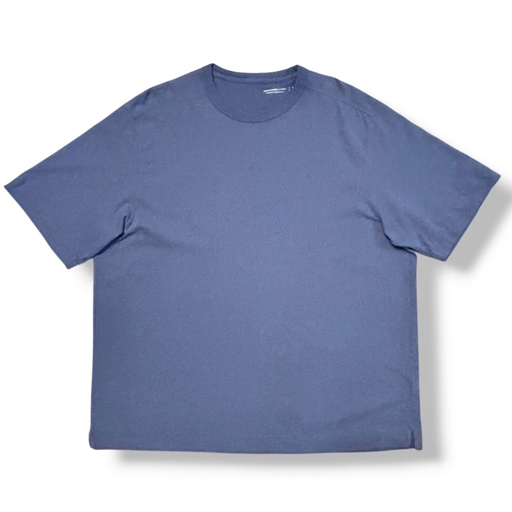 A&F Blue Ribbed Crew Neck Premium Essential Heavyweight Short Sleeve Shirt